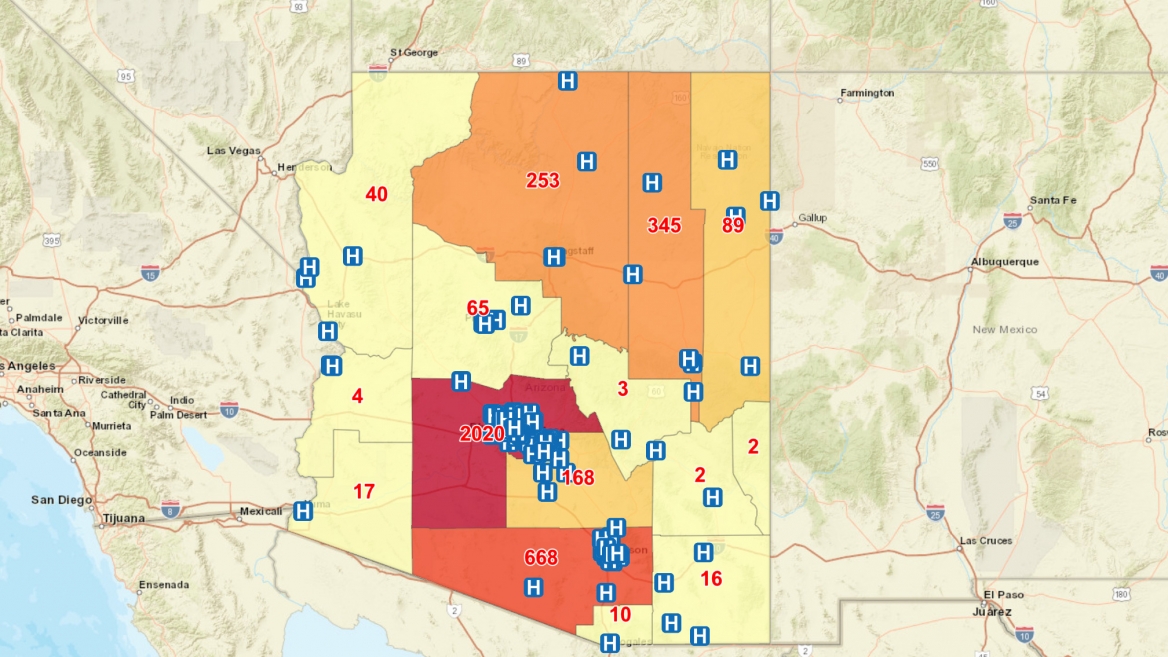  Screenshot of the interactive map featuring a wide-view of Arizona
