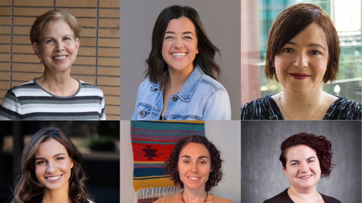 collage of portraits of the six winners of the Graduate College Staff Awards for Excellence (clockwise from top left): ndra Williams, Kylie Burkholder, Katie Ulmer, Kathleen Malles, Natalie Hebert and Lynn Pratte