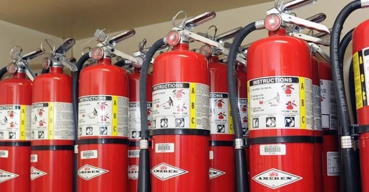 Rows of Fire Extinguishers