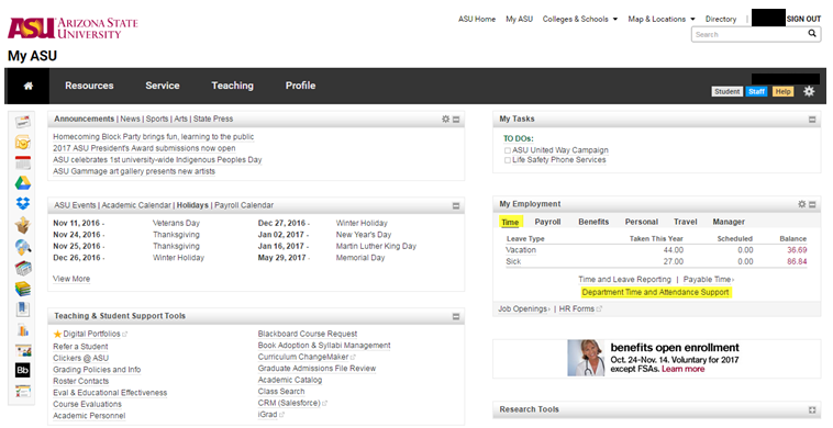 screenshot of TAS System